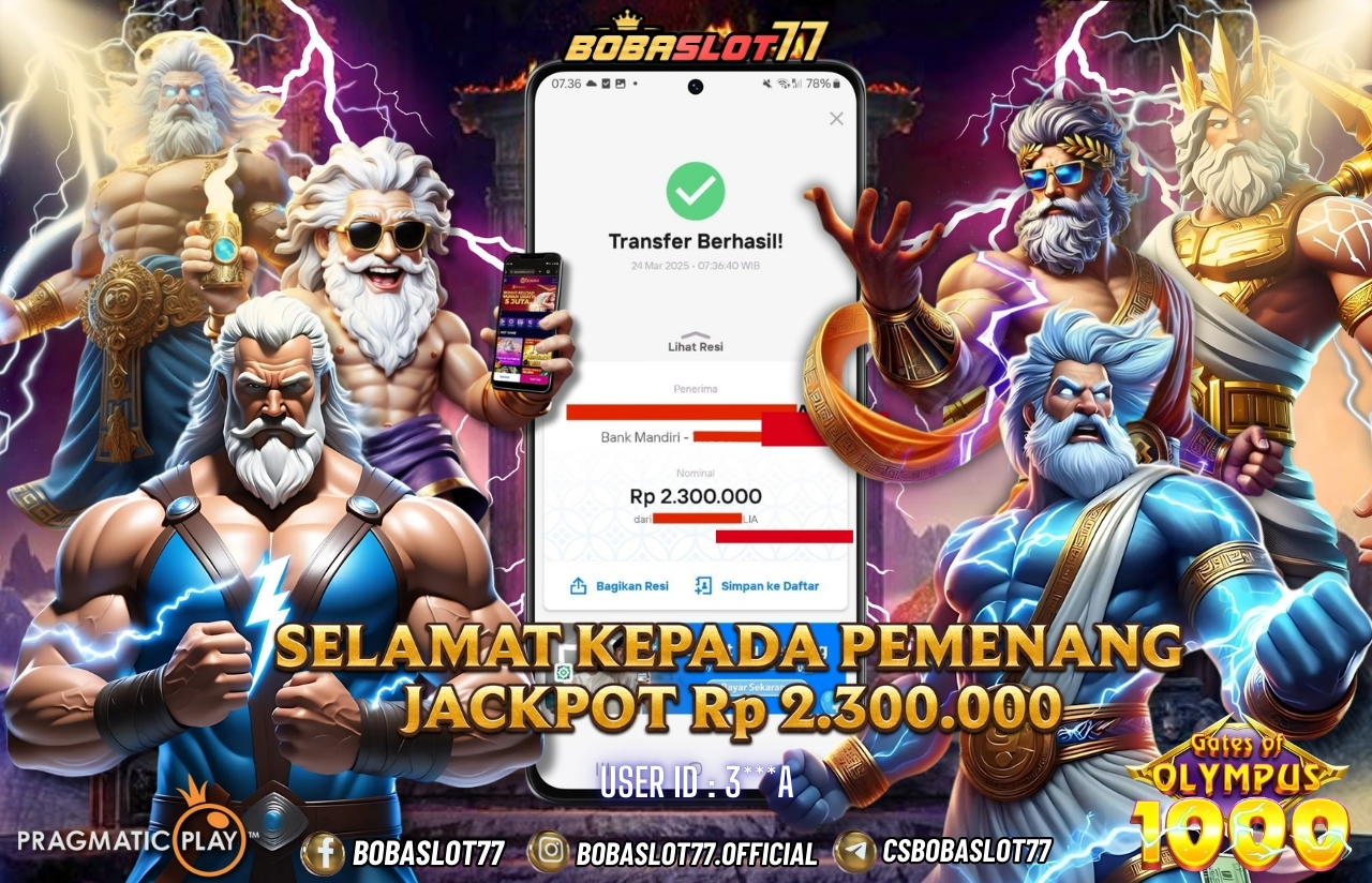 Selamat kepada id : 3****A Wede Rp 2.300.000 di Game GATES OF OLYMPUS 1000 PRAGMATIC PLAY Cair Gk Sampe 1 Menit! Menang Mudah di Bobaslot77